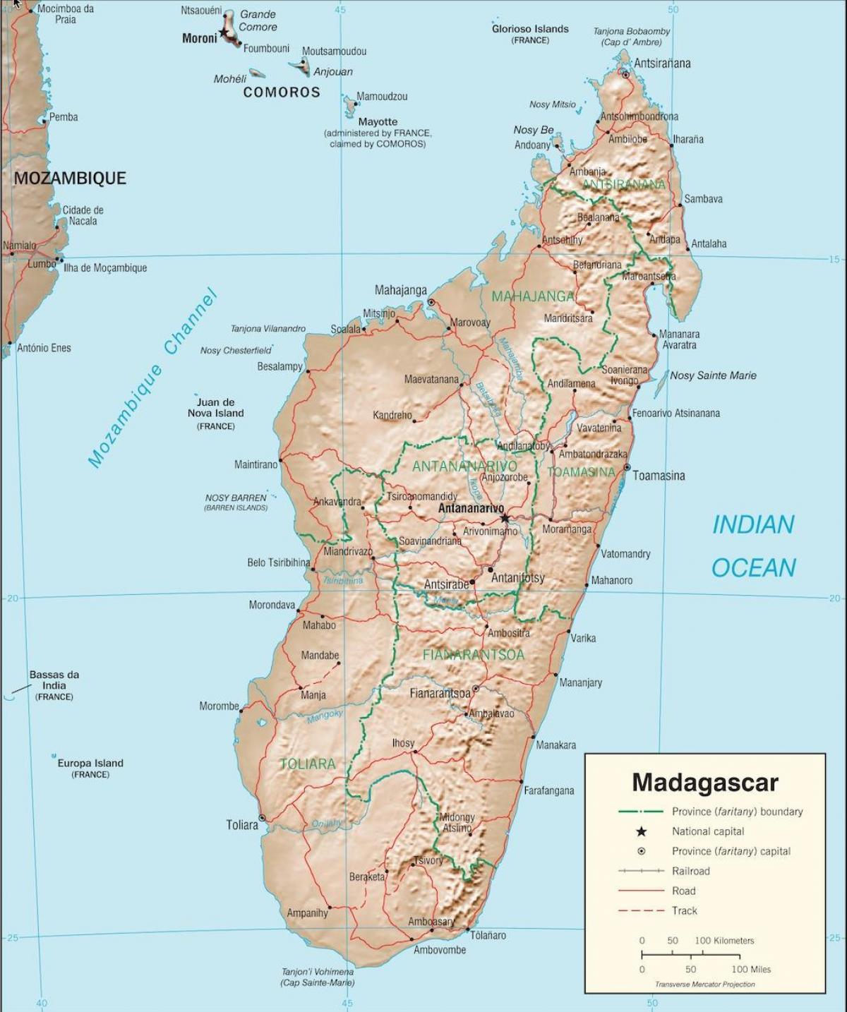मेडागास्कर देश का नक्शा