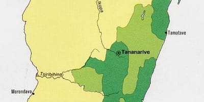 मेडागास्कर जनसंख्या घनत्व नक्शा