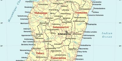 मेडागास्कर के नक्शे के साथ शहरों