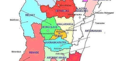 नक्शा मेडागास्कर के क्षेत्रों