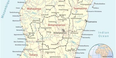 नक्शा मेडागास्कर के हवाई अड्डों